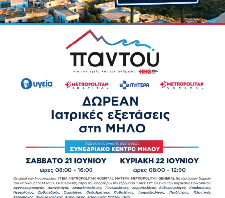 Δωρεάν Ιατρικές Εξετάσεις στη Μήλο