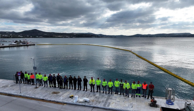 Κοινή εκπαίδευση των Ομάδων Αντιρρύπανσης του Δημοτικού Λιμενικού Ταμείου Μήλου και της IMERYS SA, στα θέματα της πρόληψης και τυχόν καταστολής Θαλάσσιας Ρύπανσης